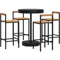 Berkfield Home Beautiful 5 Piece Garden Bar Set Black Poly Rattan&Solid Wood Acacia