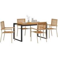 Berkfield Home Stunning 5 Piece Garden Dining Set Beige Poly Rattan Acacia