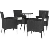Berkfield Home Beautiful 5 Piece Garden Bistro Set with Cushions Black Poly Rattan