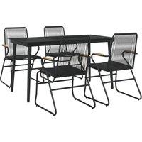 Berkfield Home Beautiful 5 Piece Garden Dining Set Black PVC Rattan