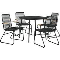 Berkfield Home Beautiful 5 Piece Garden Dining Set Black PVC Rattan
