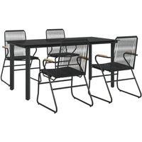 Berkfield Home Beautiful 5 Piece Garden Dining Set Black PVC Rattan