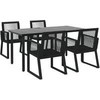 Berkfield Home Decorative 5 Piece Garden Dining Set Black PVC Rattan