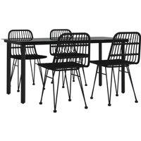 Berkfield Home Beautiful 5 Piece Garden Dining Set Black Poly Rattan