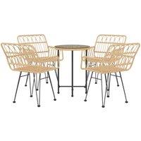 Berkfield Home Beautiful 5 Piece Garden Dining Set Poly Rattan in Light Tan