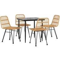 Berkfield Home Beautiful 5 Piece Garden Dining Set Poly Rattan in Brown