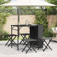 Berkfield Home Beautiful 5 Piece Garden Dining Set Foldable Black Poly Rattan