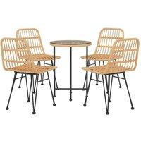 Berkfield Home Beautiful 5 Piece Garden Dining Set Poly Rattan in Light Brown