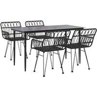 Berkfield Home Beautiful 5 Piece Garden Dining Set Black Poly Rattan