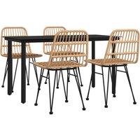 Berkfield Home Beautiful 5 Piece Garden Dining Set Poly Rattan in Tan