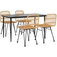 Berkfield Home Beautiful 5 Piece Garden Dining Set Poly Rattan in Brown