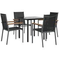 Berkfield Home Beautiful 5 Piece Garden Dining Set Black Textilene & Steel