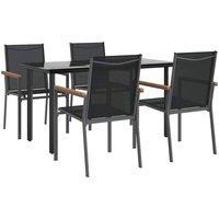Berkfield Home Beautiful 5 Piece Garden Dining Set Black Textilene & Steel