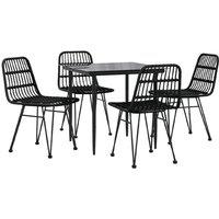Berkfield Home Beautiful 5 Piece Garden Dining Set Black Poly Rattan