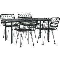 Berkfield Home Beautiful 5 Piece Garden Dining Set Black Poly Rattan