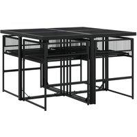 Berkfield Home Beautiful 5 Piece Garden Dining Set Black Poly Rattan