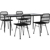 Berkfield Home Beautiful 5 Piece Garden Dining Set Black Poly Rattan