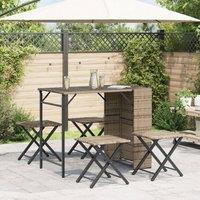 Berkfield Home Beautiful 5 Piece Garden Dining Set Foldable Beige Poly Rattan