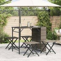 Berkfield Home Beautiful 5 Piece Garden Dining Set Foldable Grey Poly Rattan