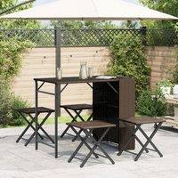 Berkfield Home Beautiful 5 Piece Garden Dining Set Foldable Brown Poly Rattan