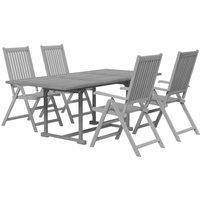 Berkfield Home Durable 5 Piece Garden Dining Set Solid Wood Acacia in Grey