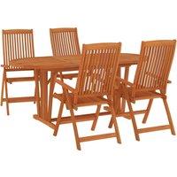 Berkfield Home Beautiful 5 Piece Garden Dining Set Solid Wood Eucalyptus in Brown
