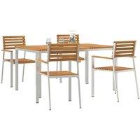 Berkfield Home Modern 5 Piece Garden Dining Set Solid Wood Acacia in Brown