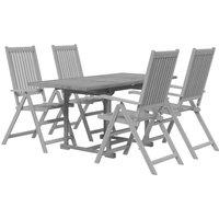 Berkfield Home Durable 5 Piece Garden Dining Set Solid Wood Acacia in Grey