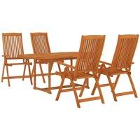 Berkfield Home Beautiful 5 Piece Garden Dining Set Solid Wood Eucalyptus in Brown