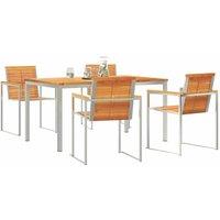 Berkfield Home Modern 5 Piece Garden Dining Set Solid Wood Acacia in Brown