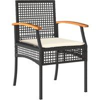 Berkfield Home Beautiful 5 Piece Garden Dining Set with Cushions Black Poly Rattan