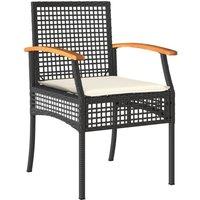Berkfield Home Beautiful 5 Piece Garden Dining Set with Cushions Black Poly Rattan