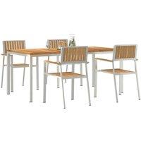 Berkfield Home Elegant 5 Piece Garden Dining Set Solid Wood Teak in Brown
