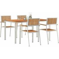Berkfield Home Elegant 5 Piece Garden Dining Set Solid Wood Teak in Brown
