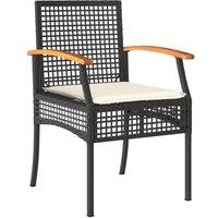 Berkfield Home Beautiful 5 Piece Garden Dining Set with Cushions Black Poly Rattan