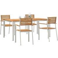 Berkfield Home Stunning 5 Piece Garden Dining Set Solid Wood Teak in Brown