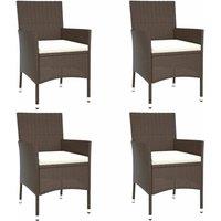 Berkfield Home Beautiful 5 Piece Garden Dining Set with Cushions Brown Poly Rattan