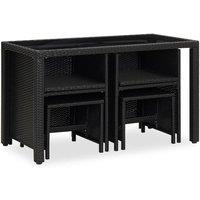 Berkfield Home Elegant 5 Piece Outdoor Dining Set with Cushions Poly Rattan Black