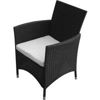 Berkfield Home Sturdy 5 Piece Outdoor Dining Set with Cushions Poly Rattan Black