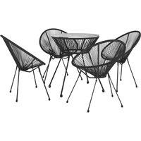 Berkfield Home Timeless 5 Piece Outdoor Dining Set PVC Rattan Black