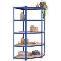 Berkfield Home Sturdy 5-Layer Corner Shelf Blue Steel&Engineered Wood
