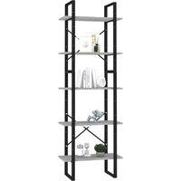 Berkfield Home Modern 5-Tier Book Cabinet Concrete Grey 60x30x175 cm Engineered Wood | Size: 60 x 30 x 175 cm