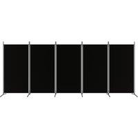 Berkfield Home Durable 5-Panel Room Divider Black 433x180 cm Fabric