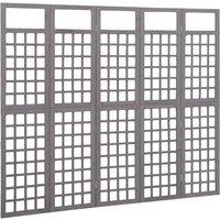 Berkfield Home Durable 5-Panel Room Divider/Trellis Solid Fir Wood Grey 201.5x180 cm
