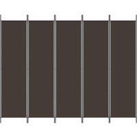 Berkfield Home Durable 5-Panel Room Divider Brown 250x200 cm Fabric
