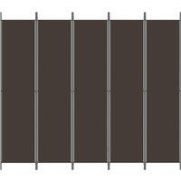 Berkfield Home Durable 5-Panel Room Divider Brown 250x220 cm Fabric