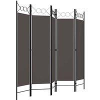 Berkfield Home Practical 5-Panel Room Divider Anthracite 200x180 cm in Dark Grey