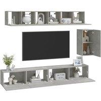 Berkfield Home Classic 6 Piece TV Cabinet Set Concrete Grey Engineered Wood