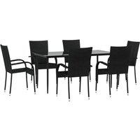 Berkfield Home Beautiful 7 Piece Garden Dining Set Black Poly Rattan