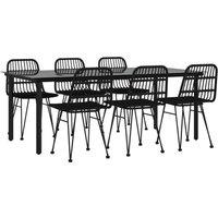 Berkfield Home Beautiful 7 Piece Garden Dining Set Black Poly Rattan